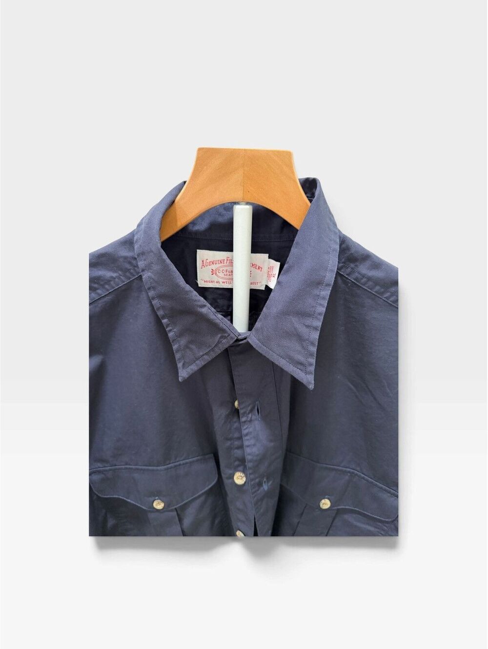 Vintage Filson Snap-Front Shirt — Navy, XL Tall